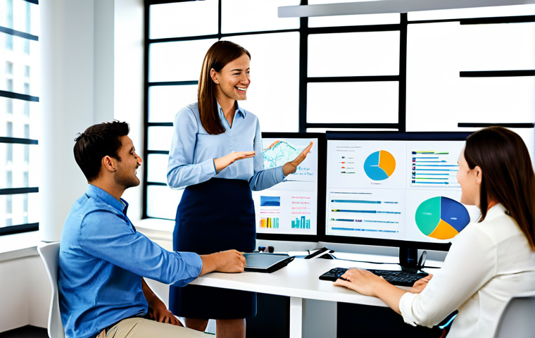 Tech Company Helping Non-Profit**
"A team of professional data analysts, fully clothed in modest business attire, collaborating with non-profit workers in a bright, modern office space. The scene depicts a data dashboard showing positive educational impact. Safe for work, appropriate content, perfect anatomy, correct proportions, well-formed hands, natural pose, professional, family-friendly, high quality."
**