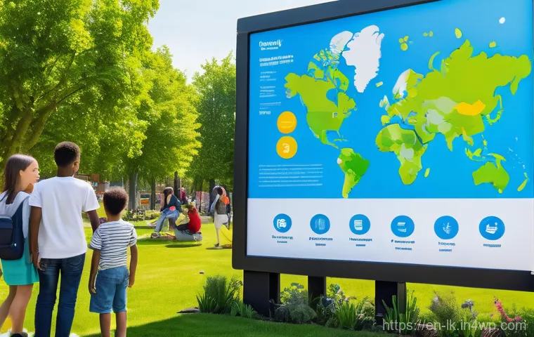 에코크리에이션과 관련된 데이터 시각화 - Local Community Engaging with Interactive Sustainability Data Display**
A vibrant, sunny outdoor sc... 에코크리에이션과 관련된 데이터 시각화 - Local Community Engaging with Interactive Sustainability Data Display**
A vibrant, sunny outdoor sc...