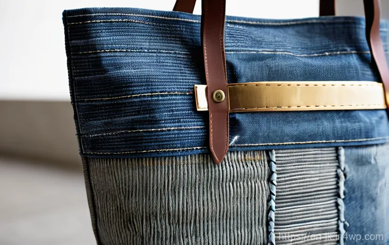 에코크리에이션을 위한 혁신적인 접근법 - **Prompt: Urban Upcycled Fashion Accessory**
A close-up, high-fashion studio shot of a chic, mid...