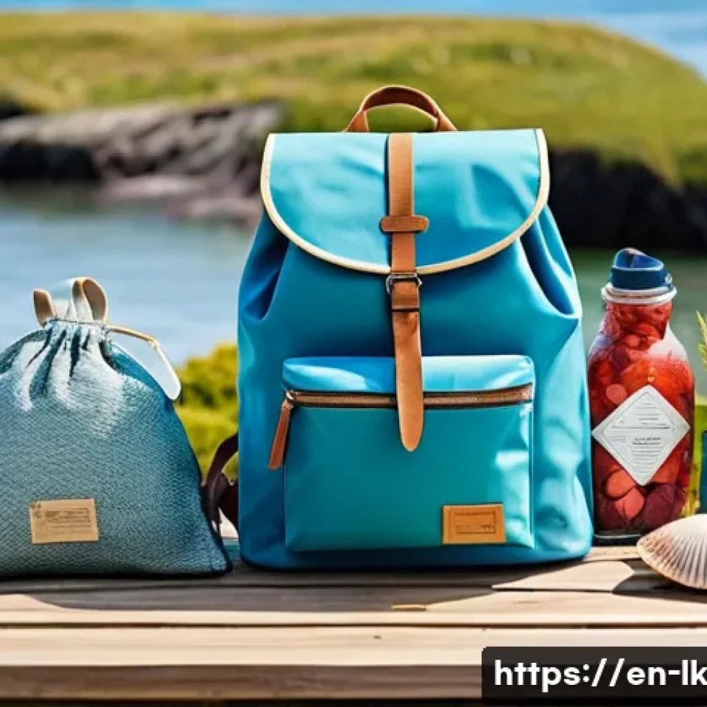 에코크리에이션을 활용한 마케팅 전략 - A vibrant, eco-friendly product showcase scene featuring a stylish backpack made entirely from recyc...