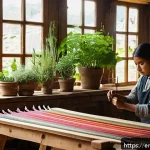 Home 22 에코크리에이션의 문화적 가치 - A vibrant artisan workshop scene featuring skilled craftspeople using traditional hand weaving techn...