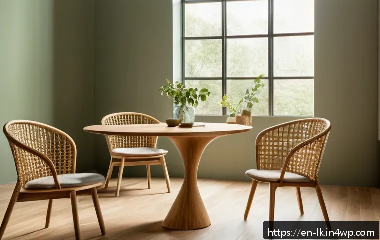 에코크리에이션에 적합한 색상과 형태 - A serene, eco-friendly interior workspace bathed in natural light, featuring sage green walls and wa...